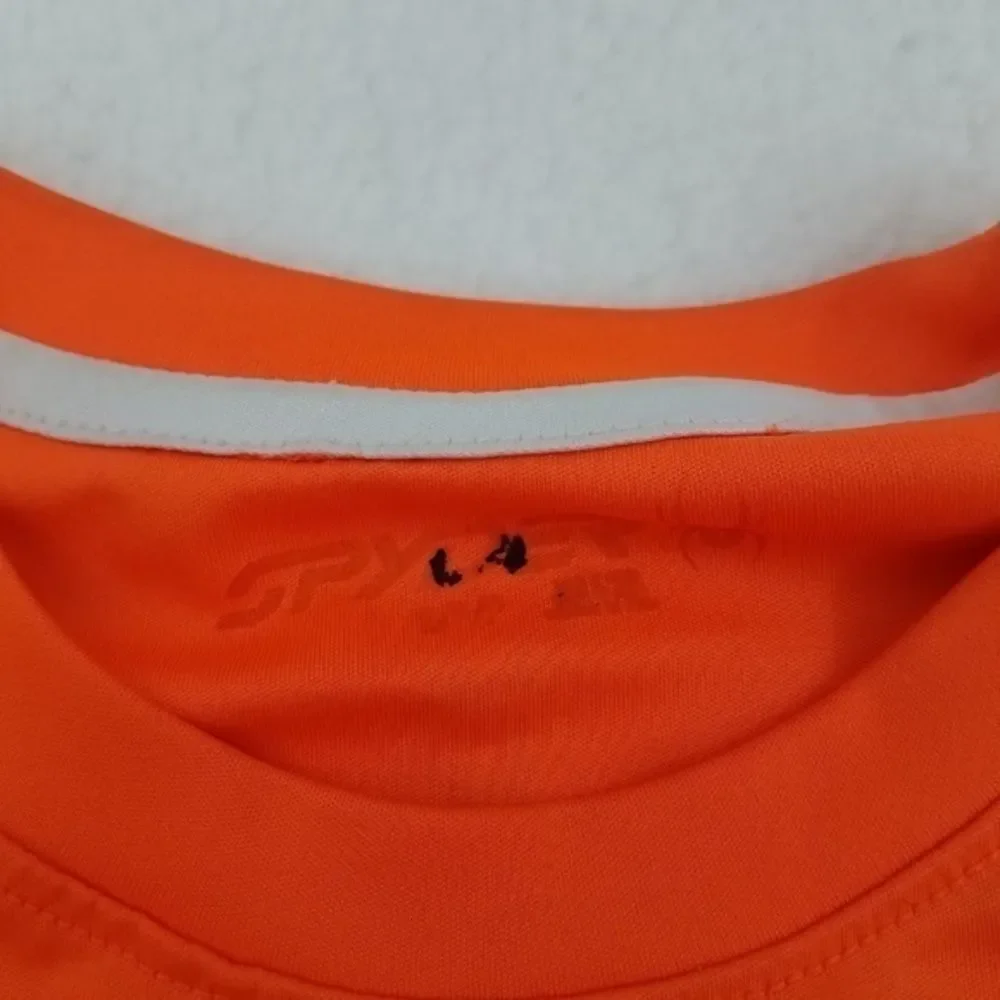 Spyder Tee Kids S Orange Logo Short Sleeve Bright Neon Stripe Spider Graphic